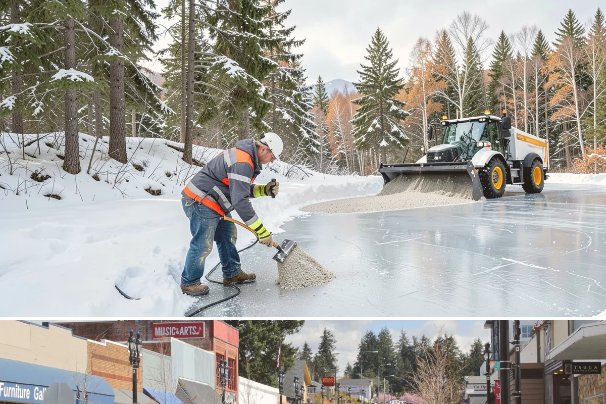 Gas Station Parking Lot Snow Removal in Bothell, King County, WA - Gas station lots in the Puget Sound area face peak snow demand from December through February, when overnight freezes hit around...