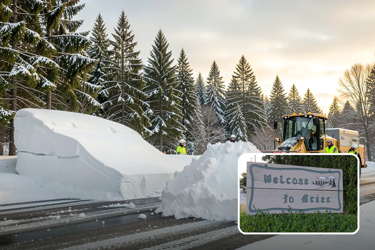 Gas Station Parking Lot Snow Removal in Brier, Snohomish County, WA - Pump lanes and parking stay open for constant fuel traffic