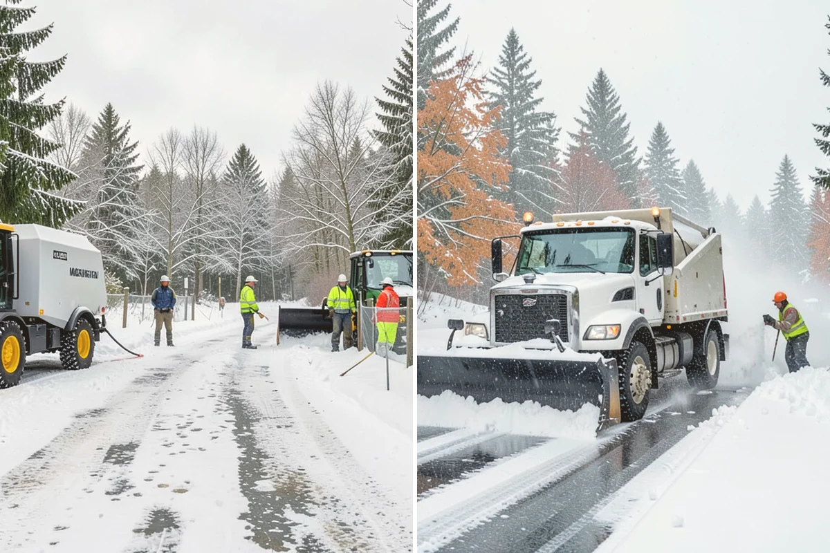 Gas Station Parking Lot Snow Removal in Brier, Snohomish County, WA - Map pump lanes, parking, and the store approach with the operator