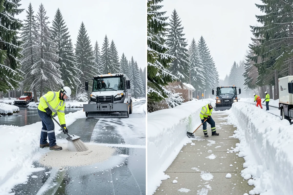Gas Station Parking Lot Snow Removal in Clyde Hill, King County, WA - Map pump lanes, parking, and the store approach with the operator