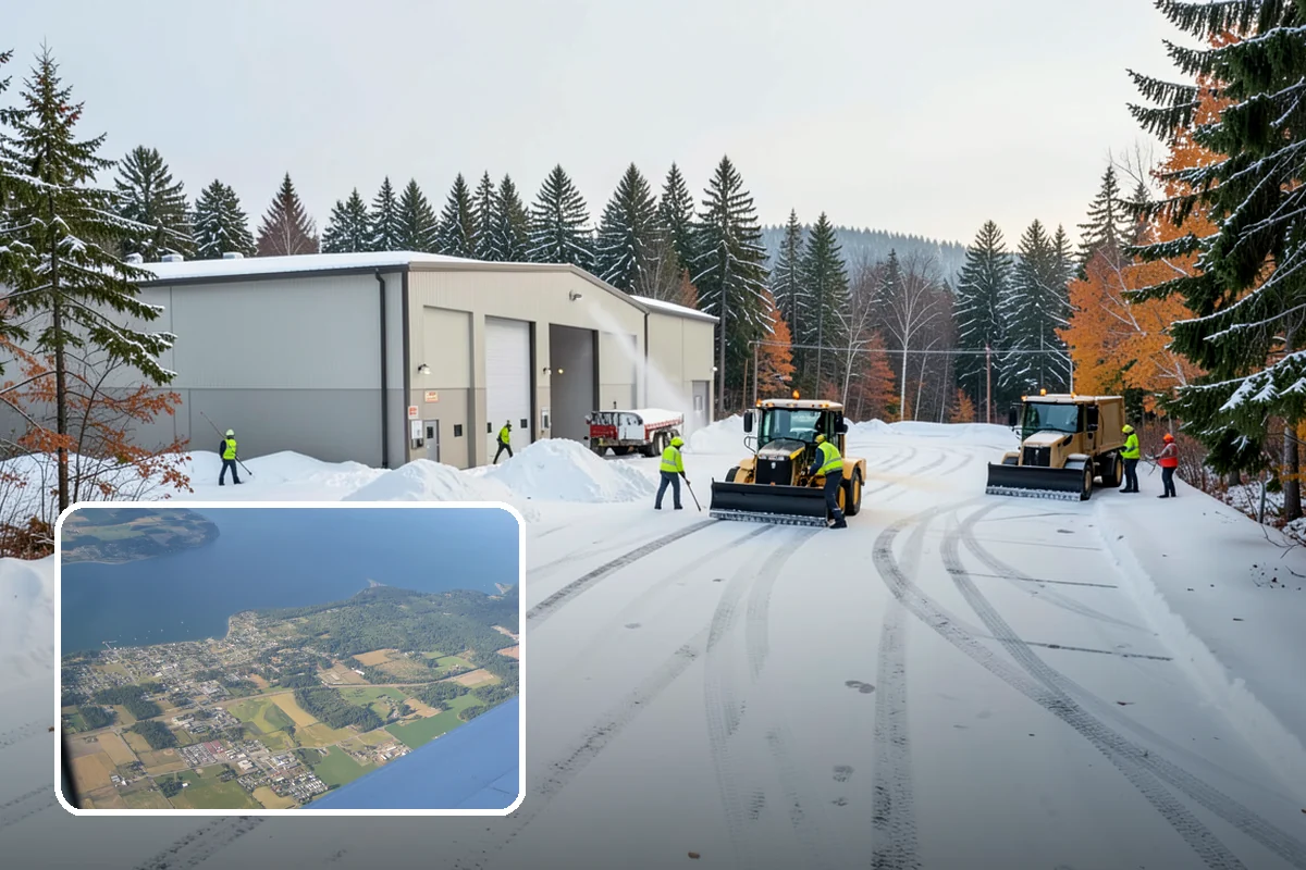 Gas Station Parking Lot Snow Removal in Coupeville, Island County, WA - Pump lanes and parking stay open for constant fuel traffic