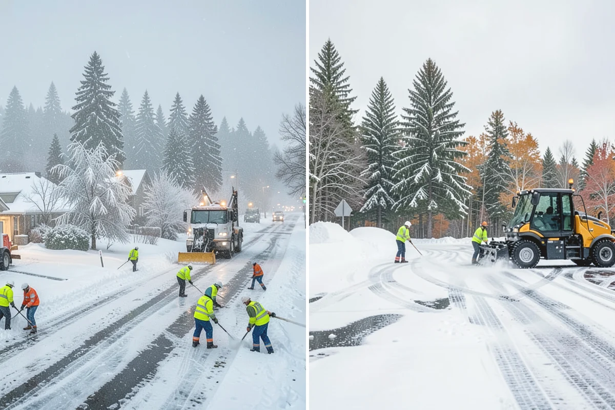 Gas Station Parking Lot Snow Removal in Covington, King County, WA - Map pump lanes, parking, and the store approach with the operator