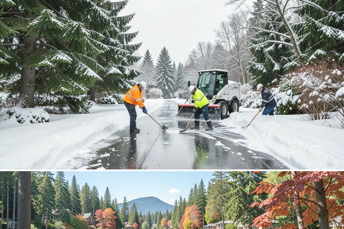 Gas Station Parking Lot Snow Removal in Covington, King County, WA - Gas station lots in the Puget Sound area face peak snow demand from December through February, when overnight freezes hit around...