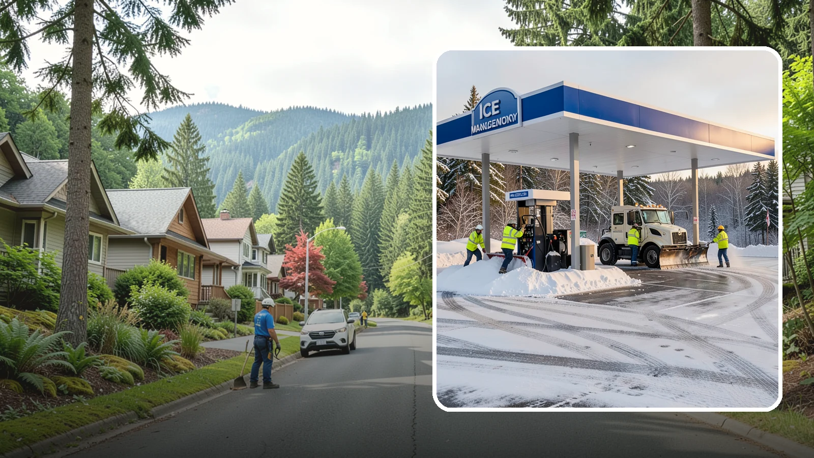 Gas Station Parking Lot Snow Removal in Darrington, Snohomish County, WA - We clear gas station lots and fuel islands around the clock so Western Washington drivers refuel safely in winter.