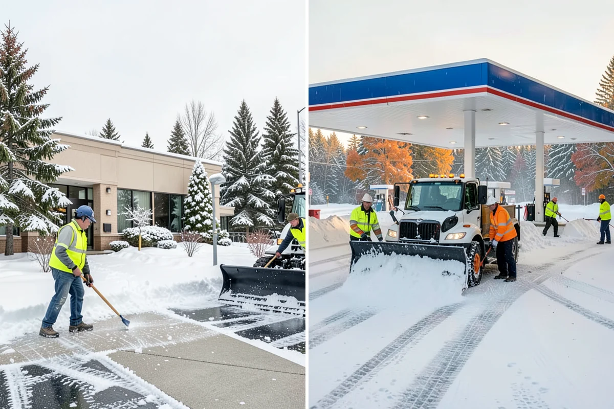 Gas Station Parking Lot Snow Removal in Everett, Snohomish County, WA - Map pump lanes, parking, and the store approach with the operator