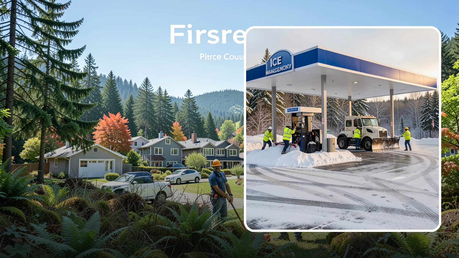 Gas Station Parking Lot Snow Removal in Fircrest, Pierce County, WA - We clear gas station lots and fuel islands around the clock so Western Washington drivers refuel safely in winter.
