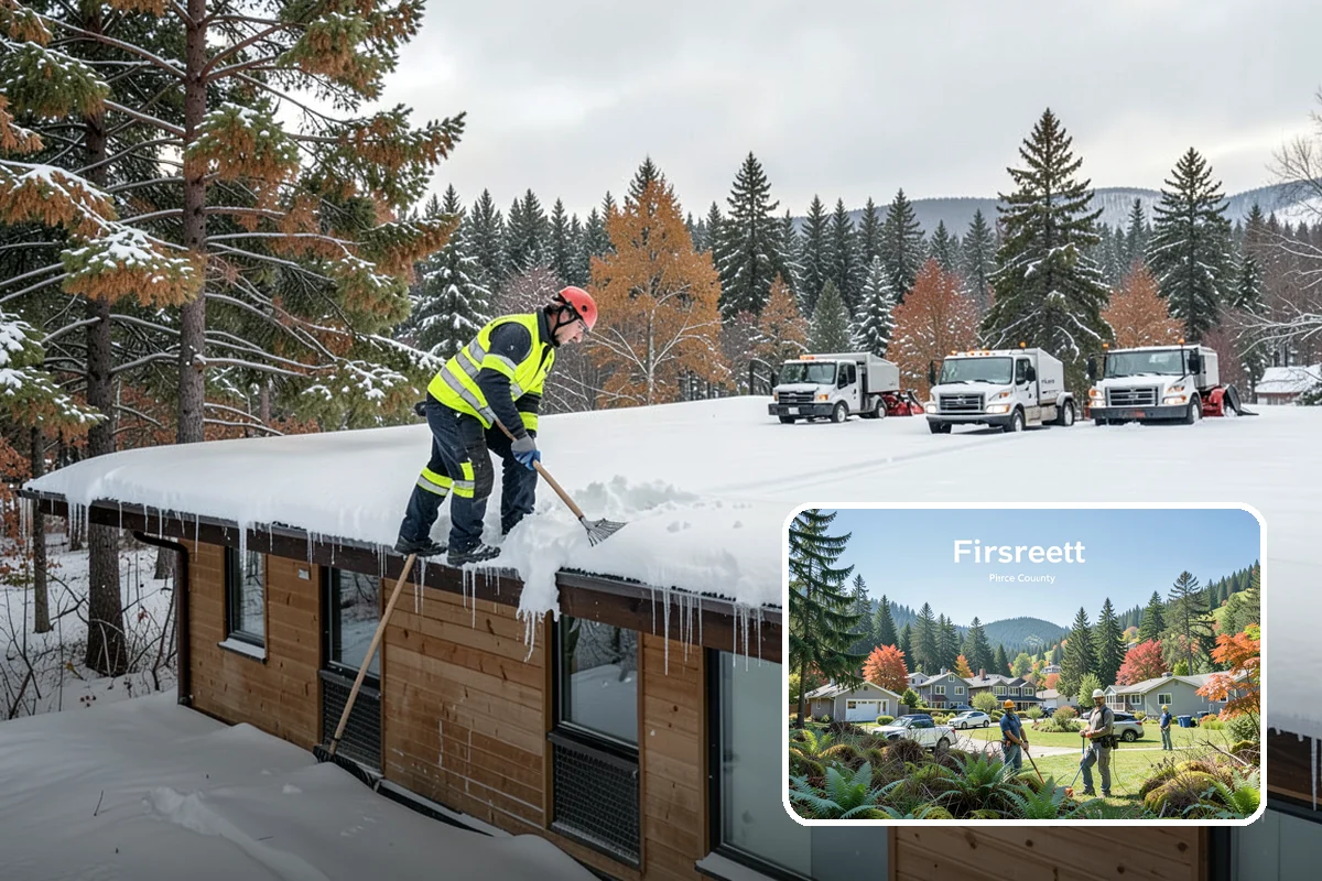 Gas Station Parking Lot Snow Removal in Fircrest, Pierce County, WA - Pump lanes and parking stay open for constant fuel traffic