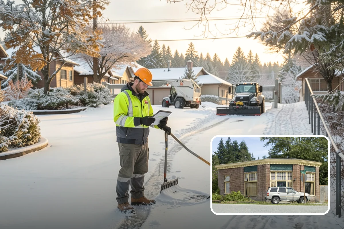 Gas Station Parking Lot Snow Removal in Hamilton, Skagit County, WA - Pump lanes and parking stay open for constant fuel traffic