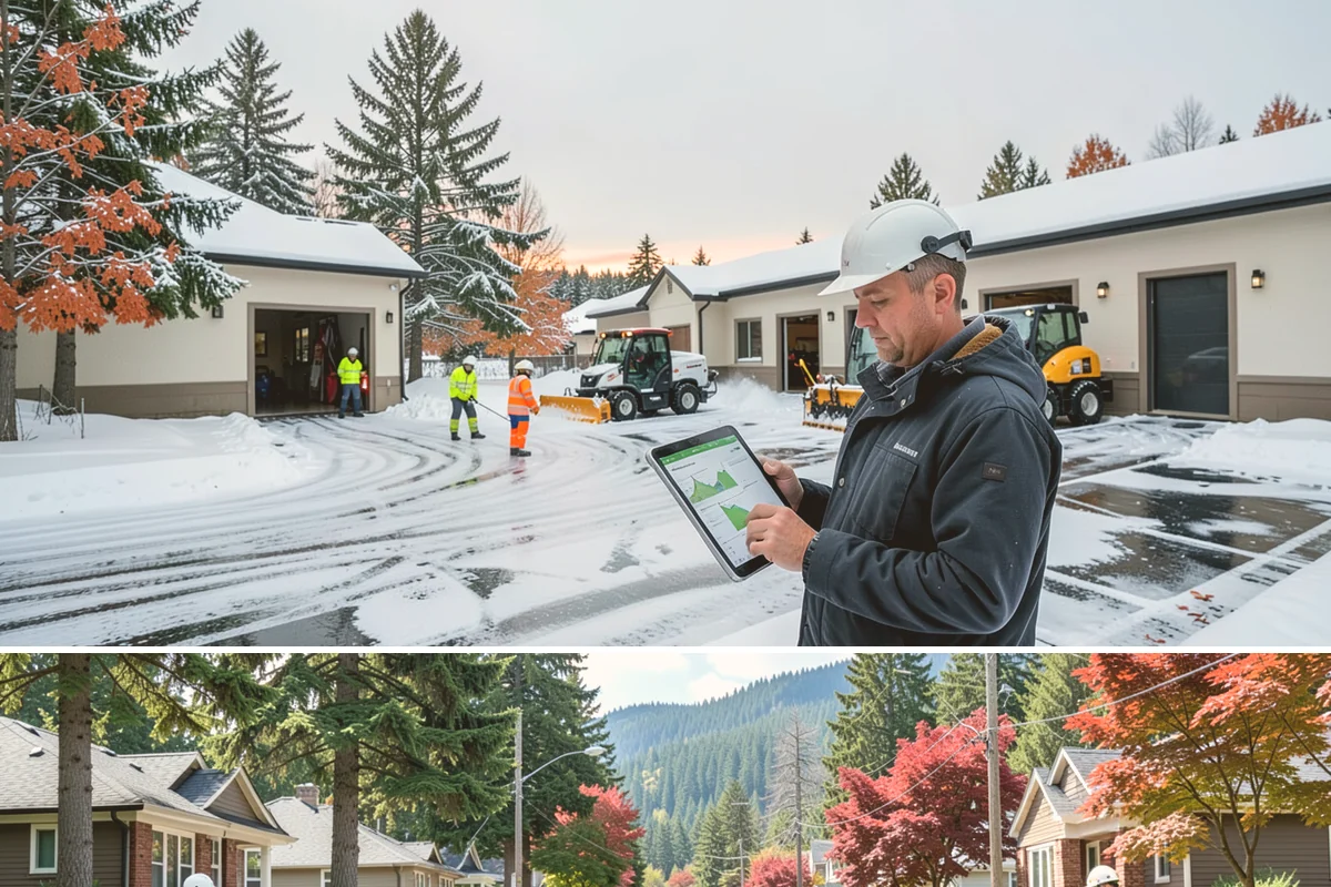 Gas Station Parking Lot Snow Removal in Hunts Point, King County, WA - Gas station lots in the Puget Sound area face peak snow demand from December through February, when overnight freezes hit around...