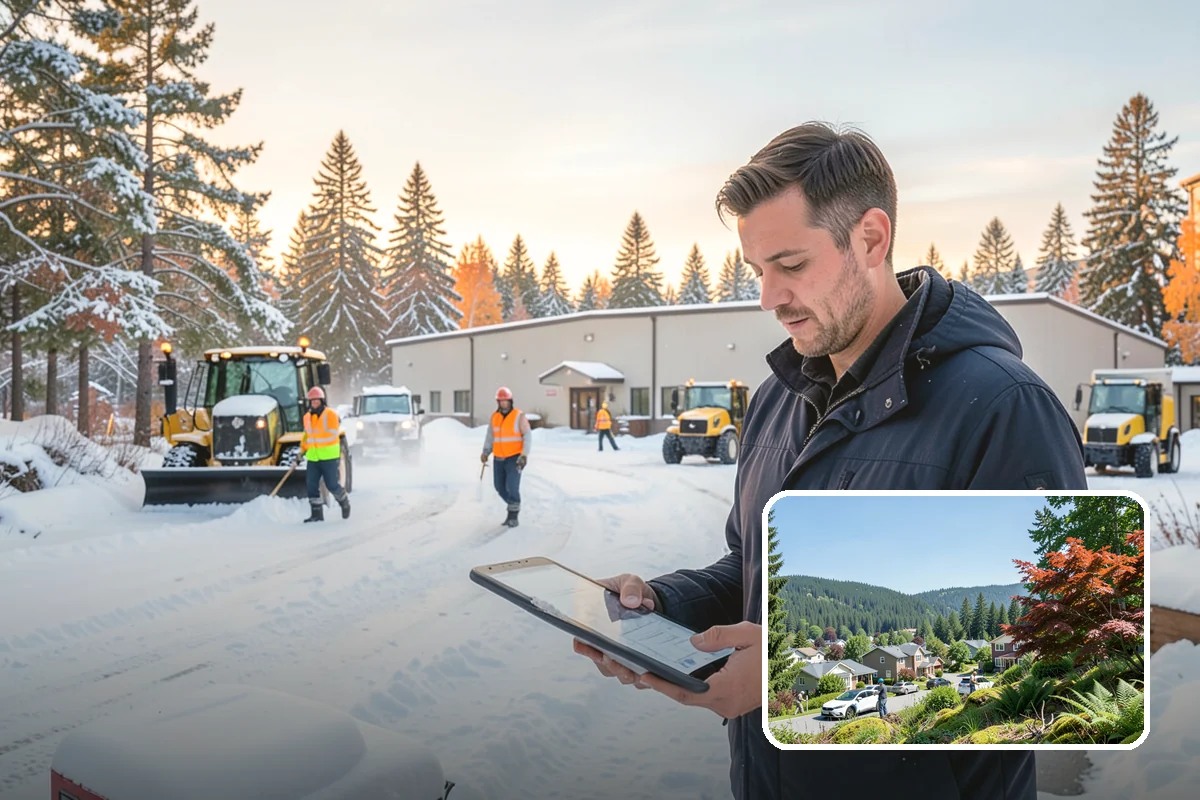 Gas Station Parking Lot Snow Removal in Index, Snohomish County, WA - Pump lanes and parking stay open for constant fuel traffic