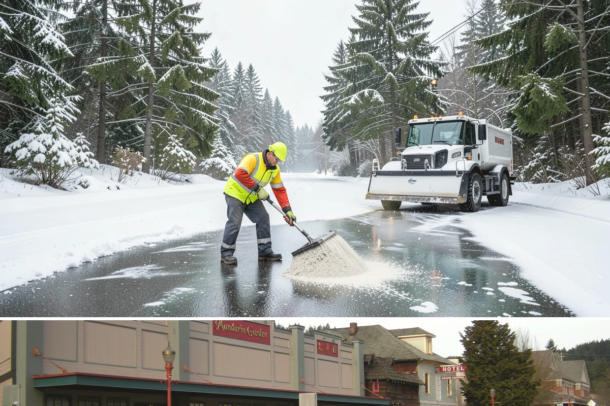 Gas Station Parking Lot Snow Removal in Issaquah, King County, WA - Gas station lots in the Puget Sound area face peak snow demand from December through February, when overnight freezes hit around...