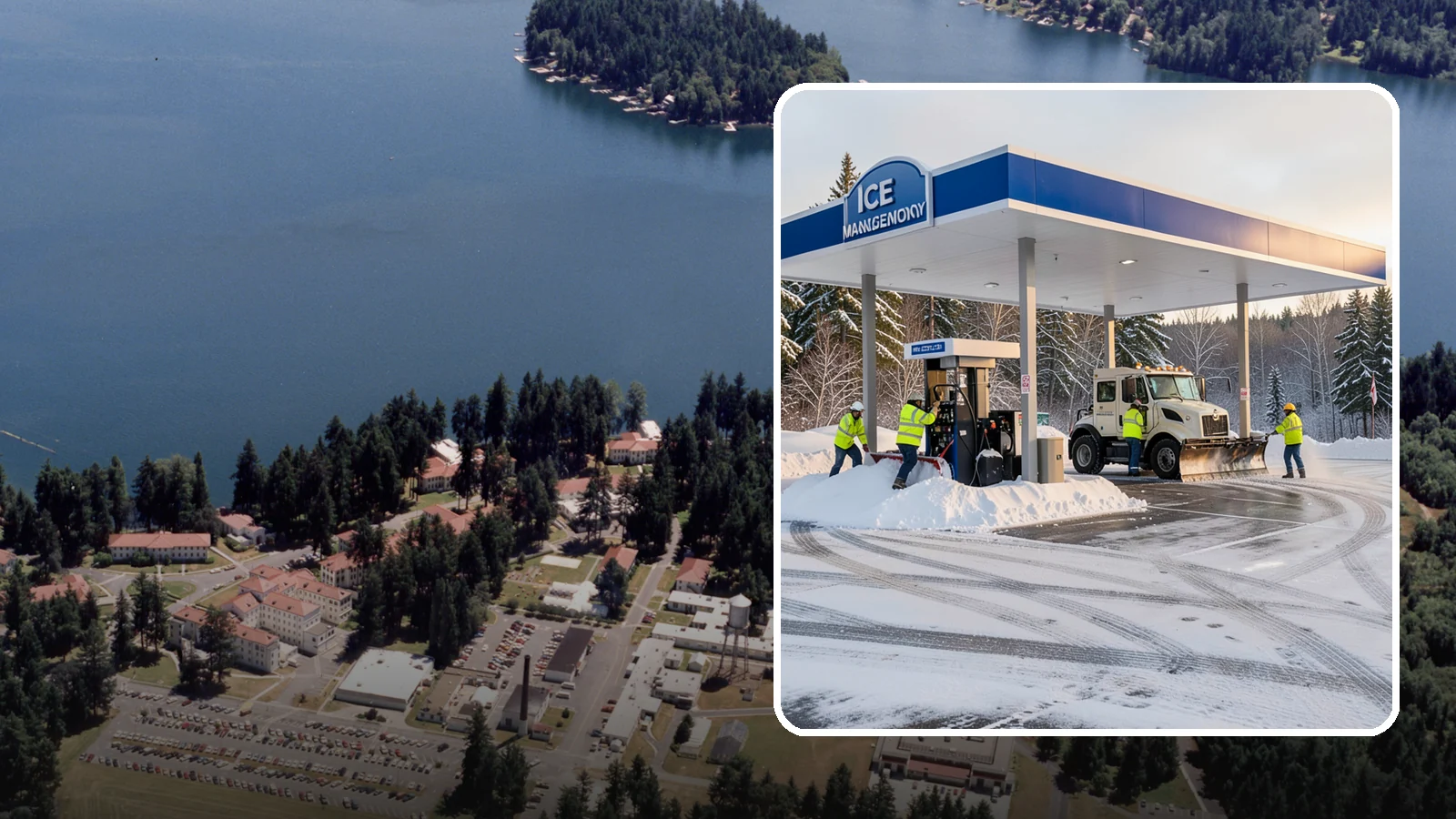 Gas Station Parking Lot Snow Removal in Lakewood, Pierce County, WA - We clear gas station lots and fuel islands around the clock so Western Washington drivers refuel safely in winter.