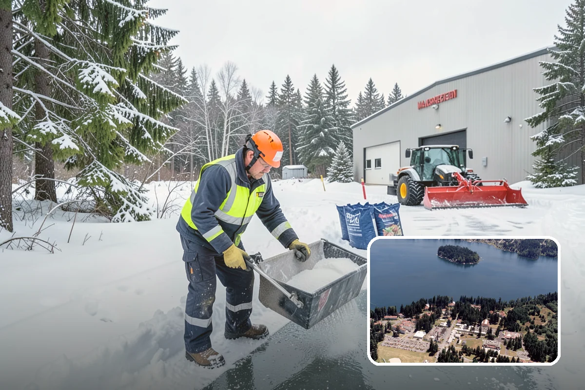 Gas Station Parking Lot Snow Removal in Lakewood, Pierce County, WA - Pump lanes and parking stay open for constant fuel traffic