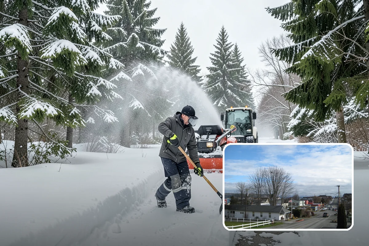 Gas Station Parking Lot Snow Removal in Langley, Island County, WA - Pump lanes and parking stay open for constant fuel traffic