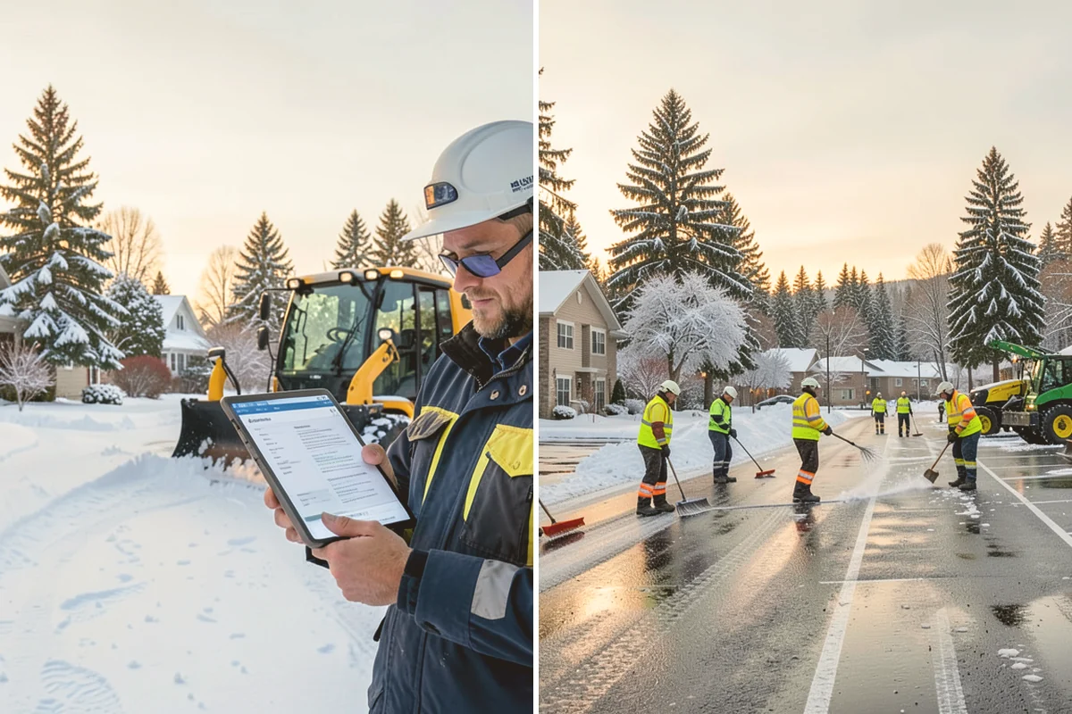 Gas Station Parking Lot Snow Removal in Langley, Island County, WA - Map pump lanes, parking, and the store approach with the operator
