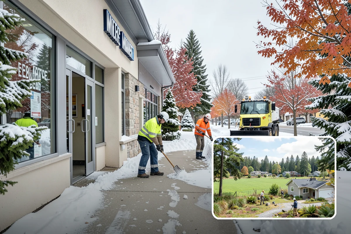 Gas Station Parking Lot Snow Removal in Lyman, Skagit County, WA - Pump lanes and parking stay open for constant fuel traffic