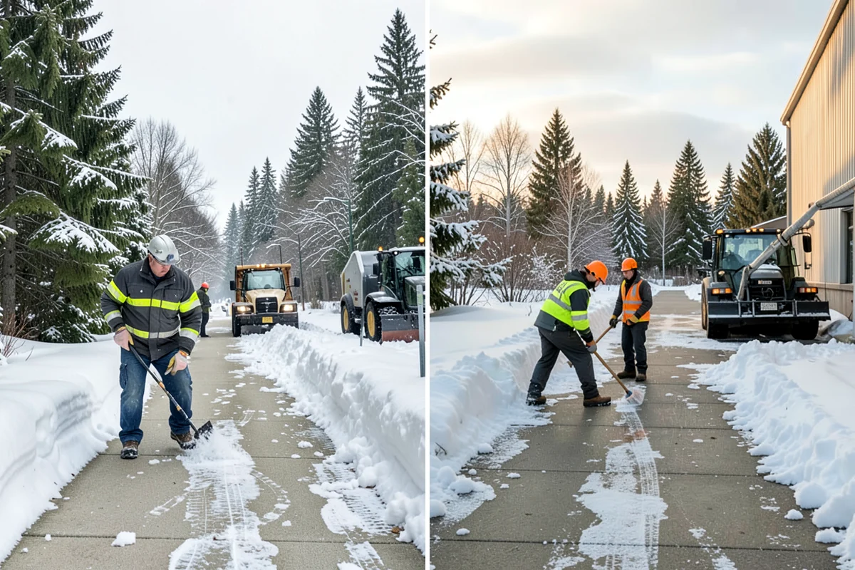 Gas Station Parking Lot Snow Removal in Lyman, Skagit County, WA - Map pump lanes, parking, and the store approach with the operator