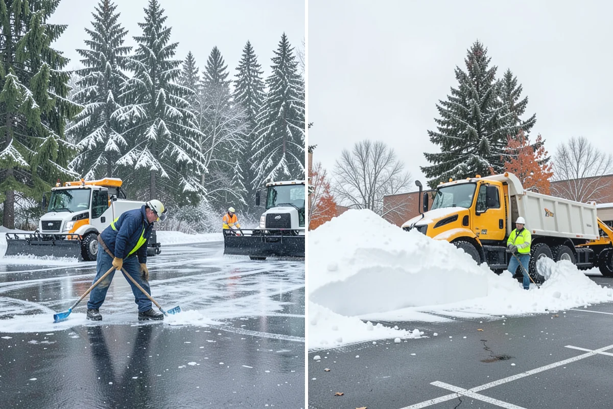 Gas Station Parking Lot Snow Removal in Medina, King County, WA - Map pump lanes, parking, and the store approach with the operator