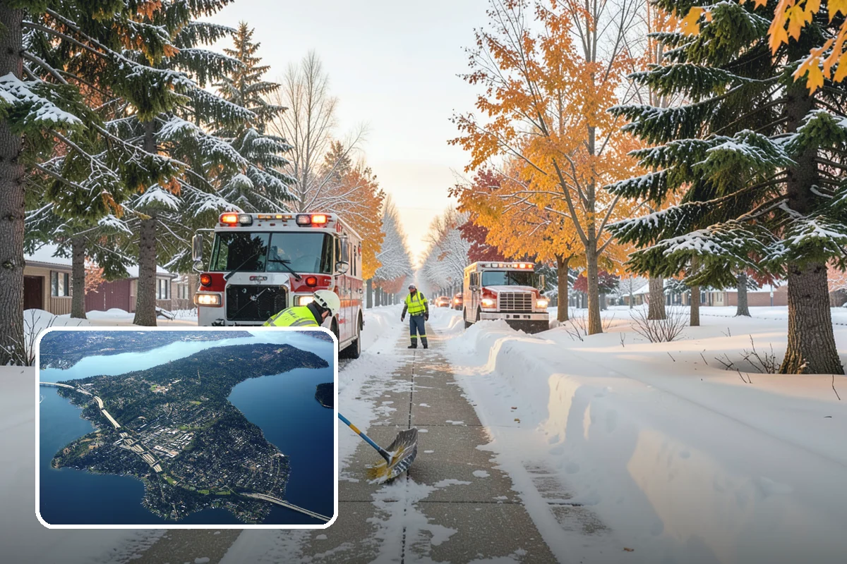 Gas Station Parking Lot Snow Removal in Mercer Island, King County, WA - Pump lanes and parking stay open for constant fuel traffic