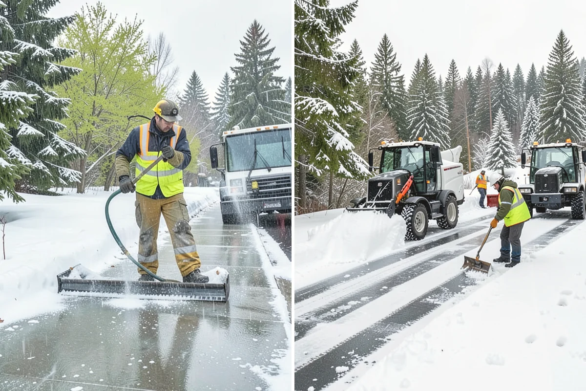 Gas Station Parking Lot Snow Removal in Mercer Island, King County, WA - Map pump lanes, parking, and the store approach with the operator