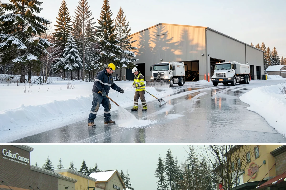 Gas Station Parking Lot Snow Removal in Mill Creek, Snohomish County, WA - Gas station lots in the Puget Sound area face peak snow demand from December through February, when overnight freezes hit around...