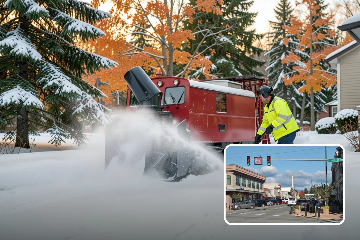 Gas Station Parking Lot Snow Removal in Monroe, Snohomish County, WA - Pump lanes and parking stay open for constant fuel traffic