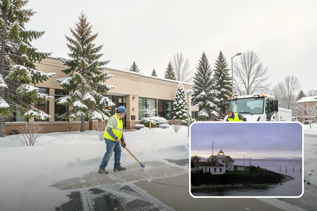 Gas Station Parking Lot Snow Removal in Mukilteo, Snohomish County, WA - Pump lanes and parking stay open for constant fuel traffic