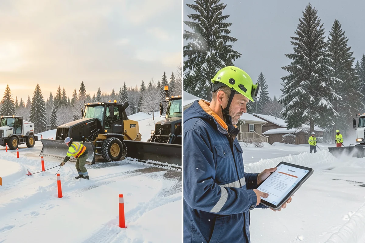 Gas Station Parking Lot Snow Removal in Newcastle, King County, WA - Map pump lanes, parking, and the store approach with the operator