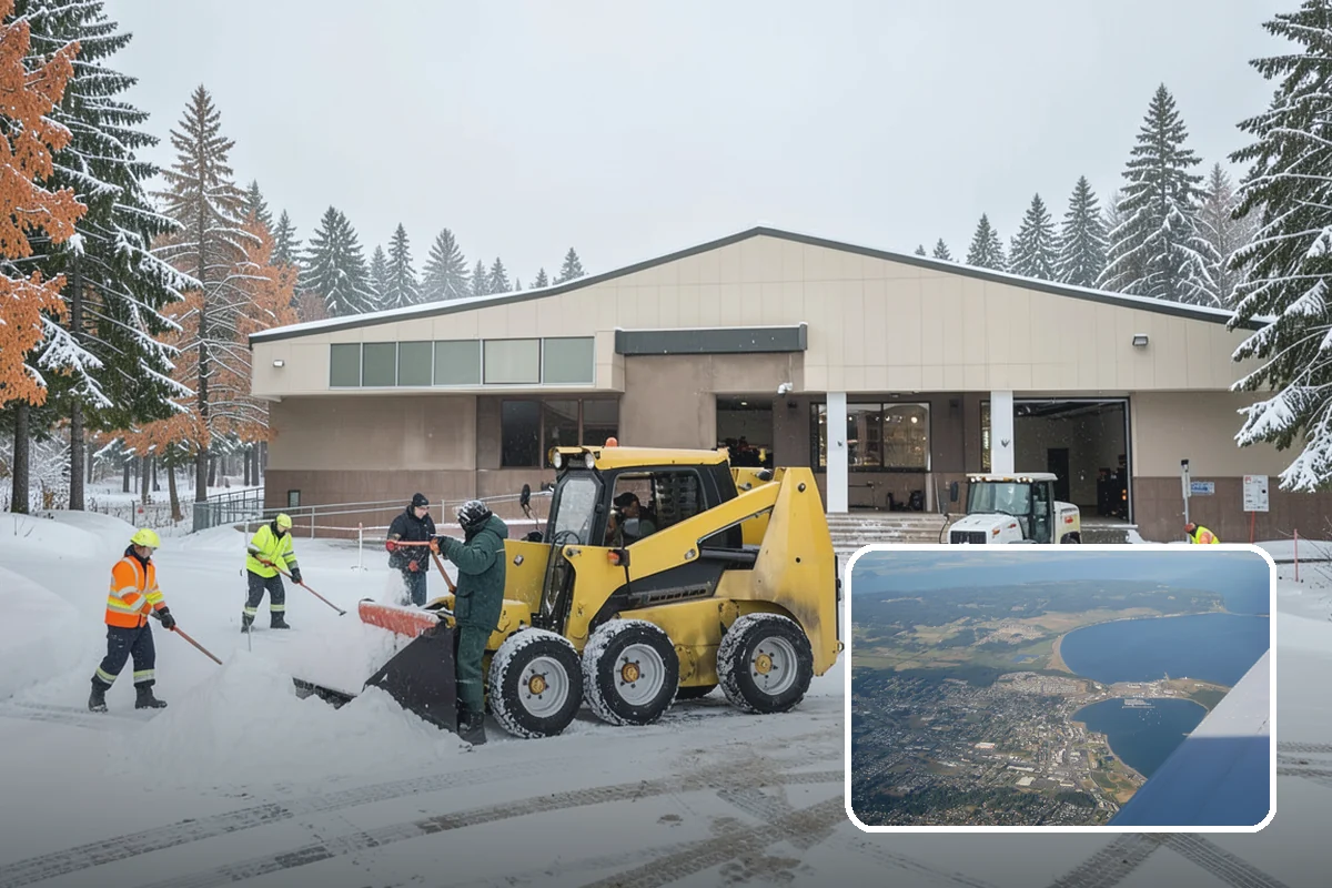 Gas Station Parking Lot Snow Removal in Oak Harbor, Island County, WA - Pump lanes and parking stay open for constant fuel traffic