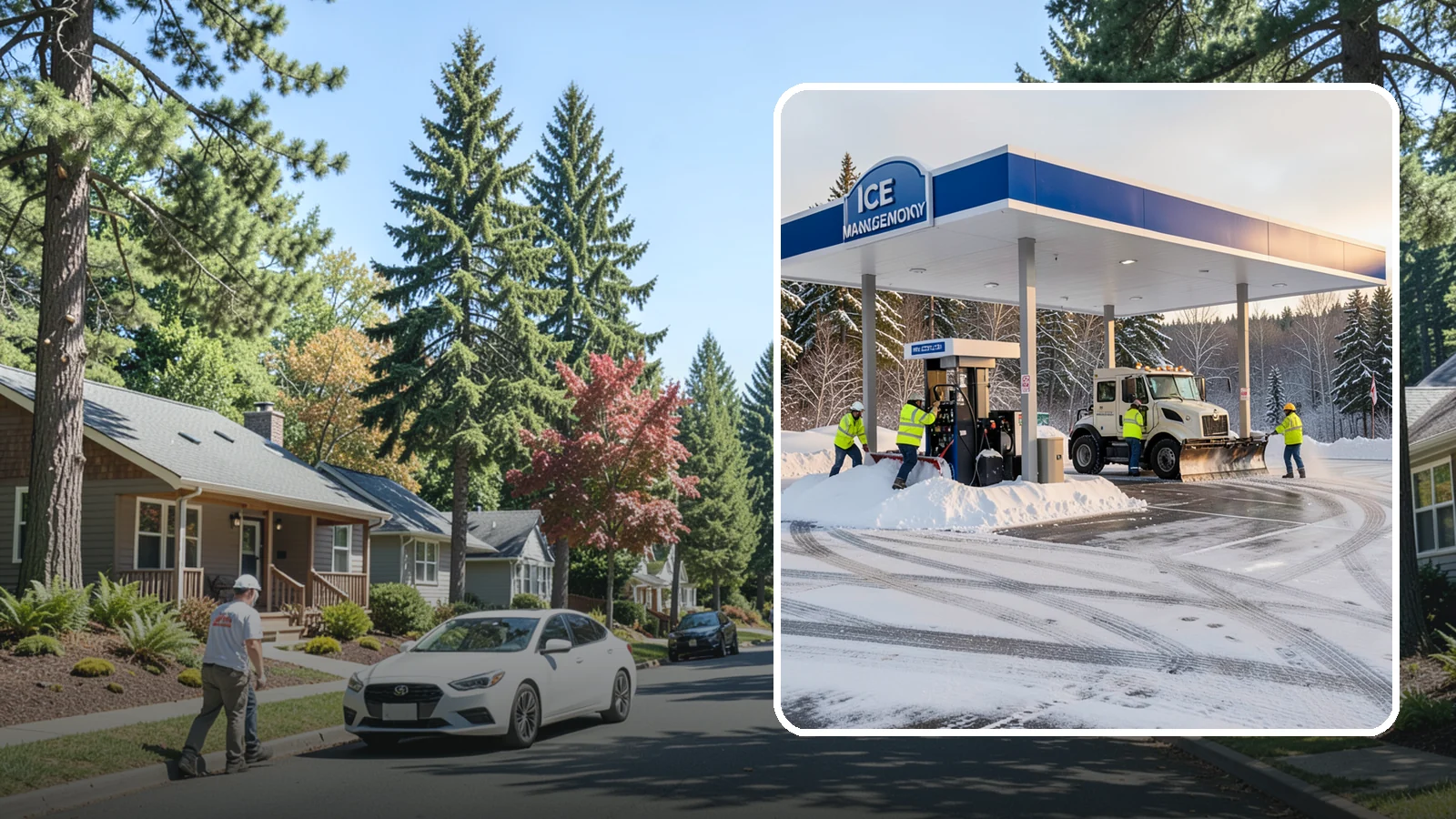 Gas Station Parking Lot Snow Removal in Orting, Pierce County, WA - We clear gas station lots and fuel islands around the clock so Western Washington drivers refuel safely in winter.