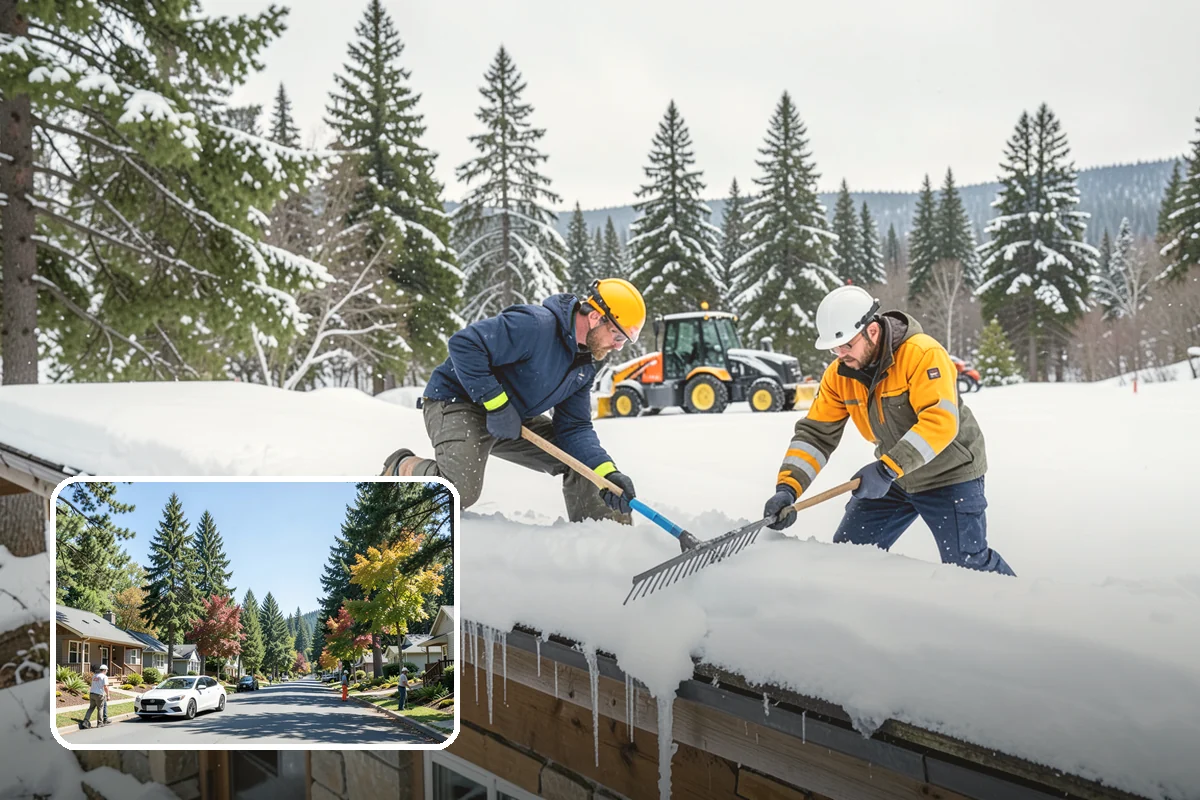 Gas Station Parking Lot Snow Removal in Orting, Pierce County, WA - Pump lanes and parking stay open for constant fuel traffic