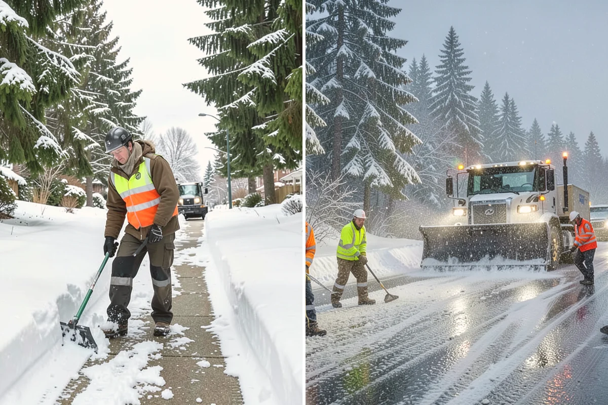 Gas Station Parking Lot Snow Removal in Orting, Pierce County, WA - Map pump lanes, parking, and the store approach with the operator