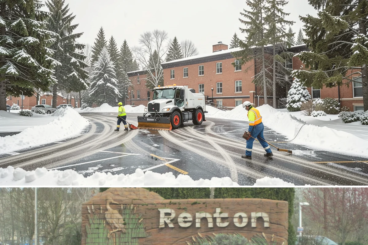 Gas Station Parking Lot Snow Removal in Renton, King County, WA - Gas station lots in the Puget Sound area face peak snow demand from December through February, when overnight freezes hit around...