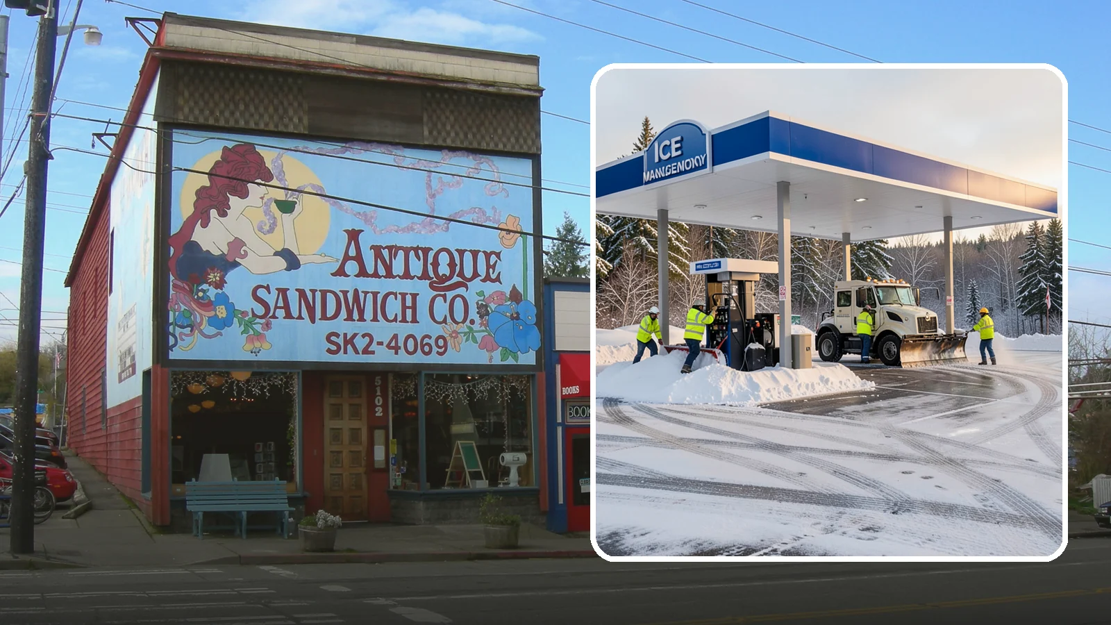 Gas Station Parking Lot Snow Removal in Ruston, Pierce County, WA - We clear gas station lots and fuel islands around the clock so Western Washington drivers refuel safely in winter.