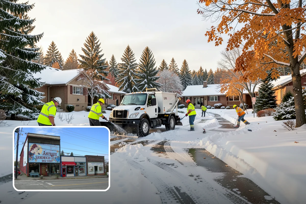 Gas Station Parking Lot Snow Removal in Ruston, Pierce County, WA - Pump lanes and parking stay open for constant fuel traffic