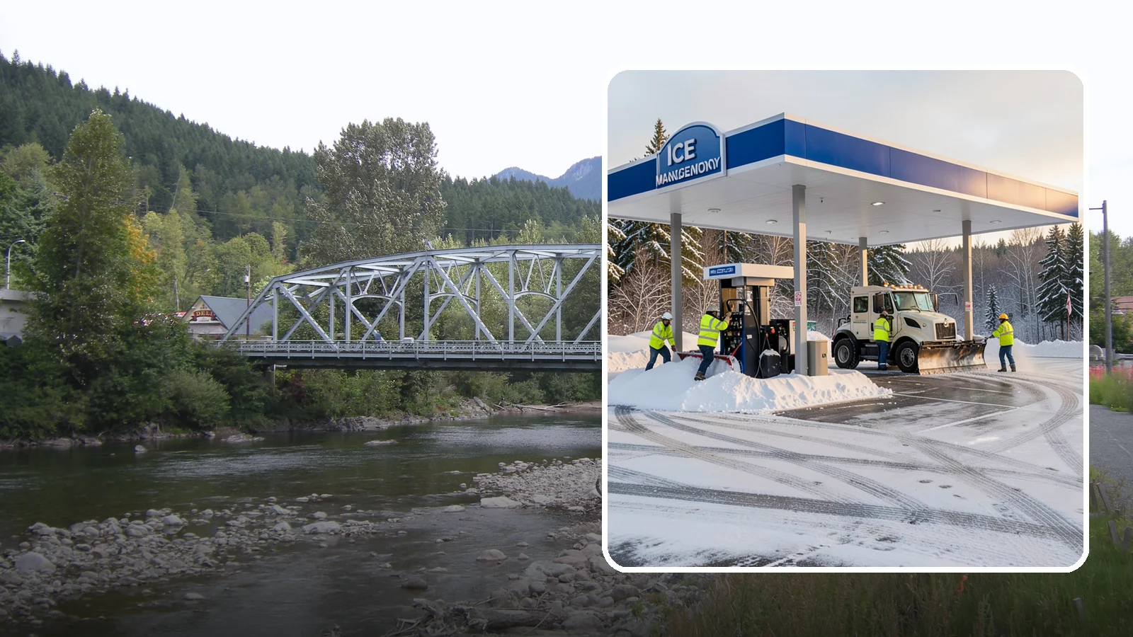 Gas Station Parking Lot Snow Removal in Skykomish, King County, WA - We clear gas station lots and fuel islands around the clock so Western Washington drivers refuel safely in winter.