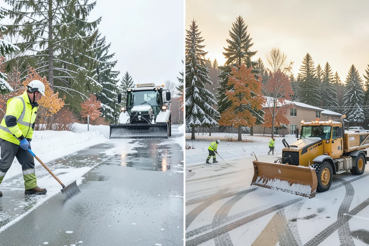 Gas Station Parking Lot Snow Removal in South Prairie, Pierce County, WA - Map pump lanes, parking, and the store approach with the operator