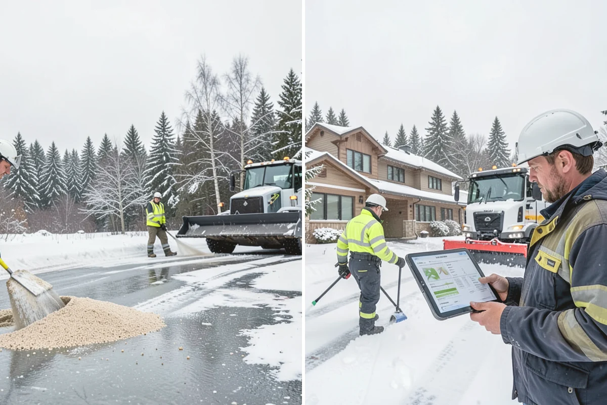 Gas Station Parking Lot Snow Removal in Steilacoom, Pierce County, WA - Map pump lanes, parking, and the store approach with the operator