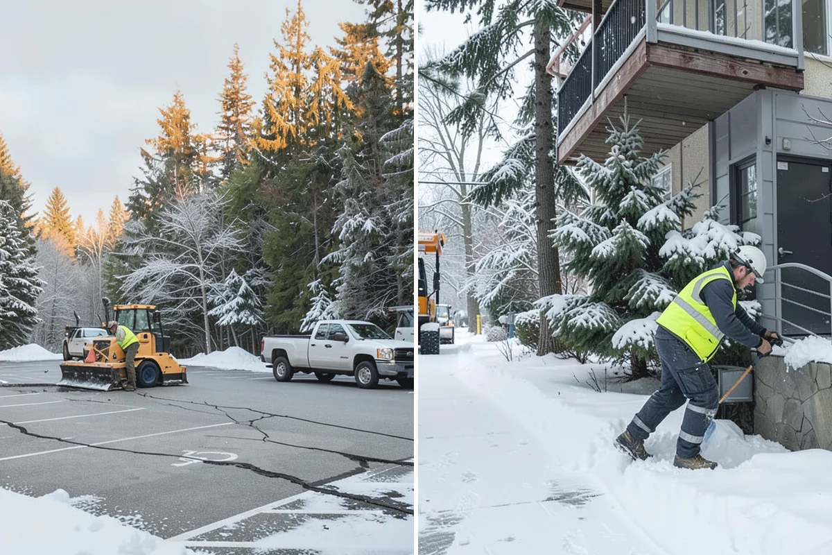 Gas Station Parking Lot Snow Removal in Sumner, Pierce County, WA - Map pump lanes, parking, and the store approach with the operator
