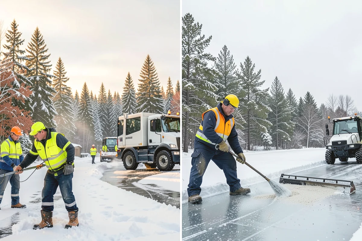 Gas Station Parking Lot Snow Removal in University Place, Pierce County, WA - Map pump lanes, parking, and the store approach with the operator