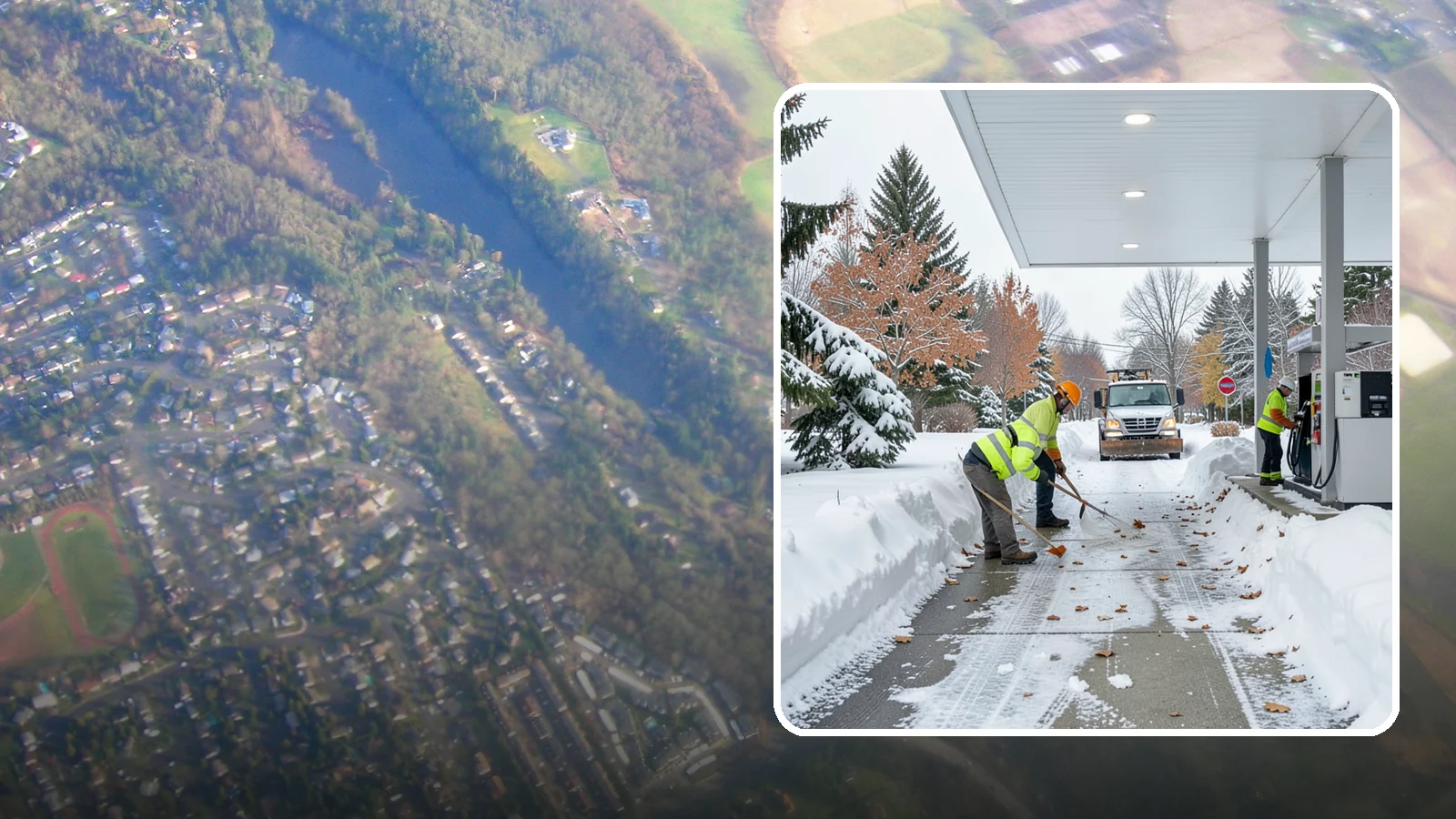Gas Station Sidewalk Clearing in Algona, King County, WA - Store-entrance and pump-walk clearing for Western Washington gas stations, keeping the high-turnover foot traffic safe around the...