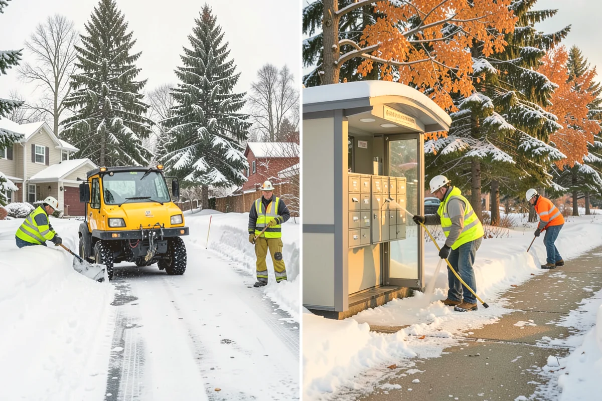 Gas Station Sidewalk Clearing in Algona, King County, WA - Clear the store entrance and threshold before it packs down