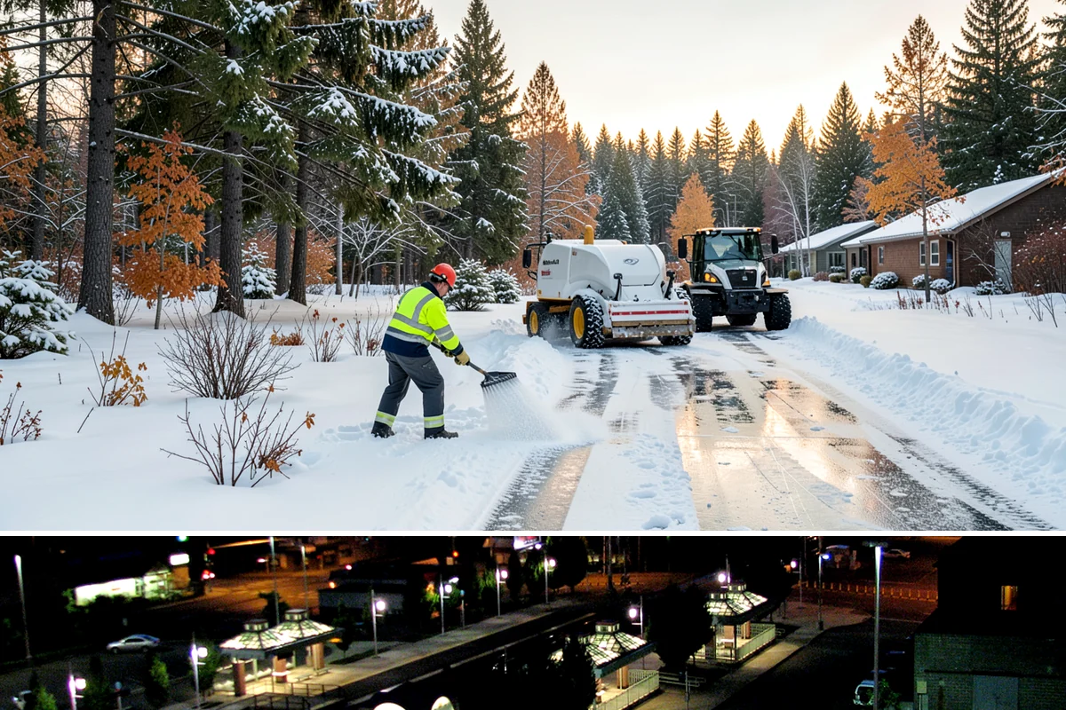 Gas Station Sidewalk Clearing in Auburn, King County, WA - Gas station demand is steady from late November through February, with 24-hour turnover keeping threshold ice a constant refreeze...
