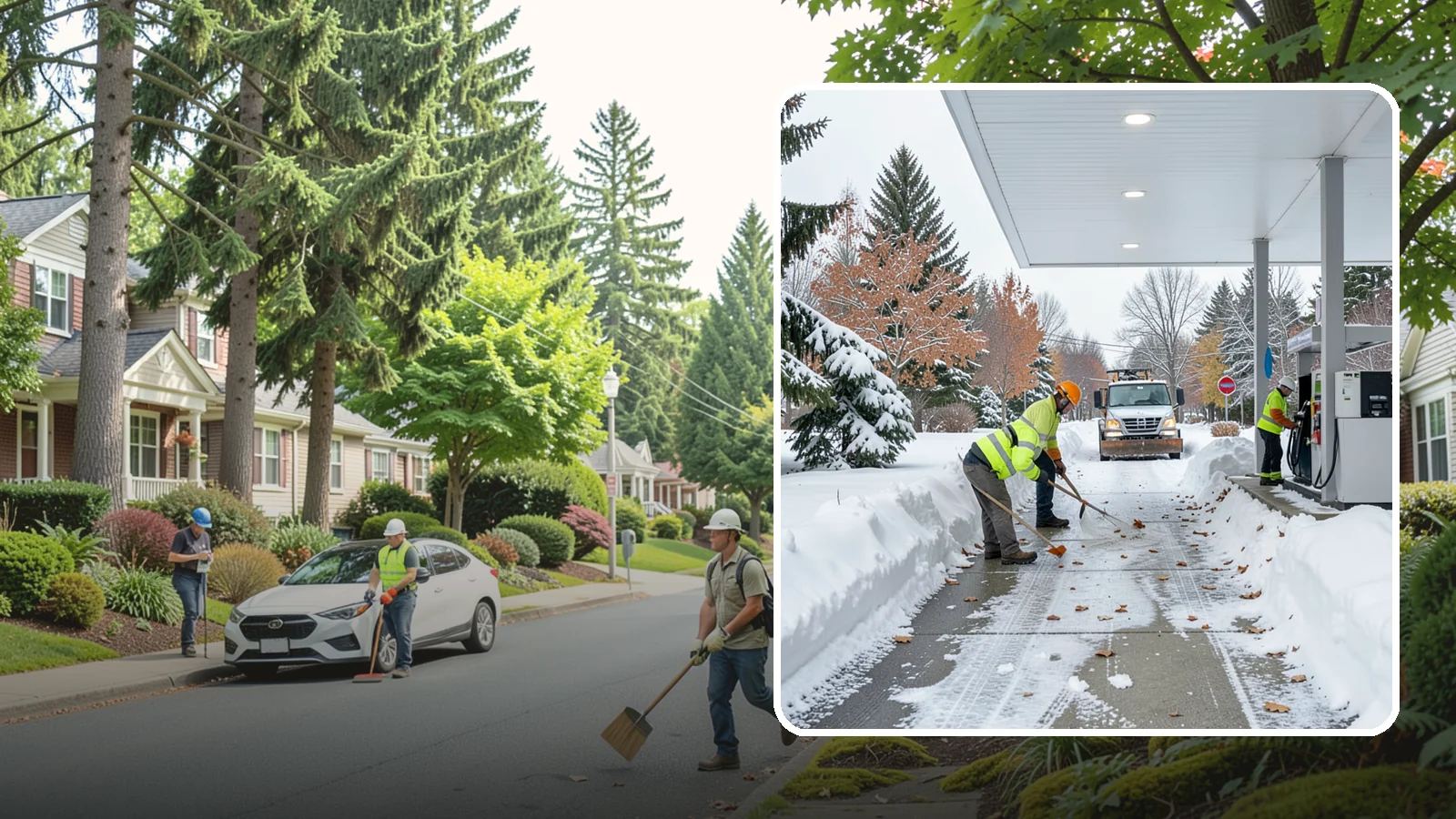 Gas Station Sidewalk Clearing in Beaux Arts Village, King County, WA - Store-entrance and pump-walk clearing for Western Washington gas stations, keeping the high-turnover foot traffic safe around the...