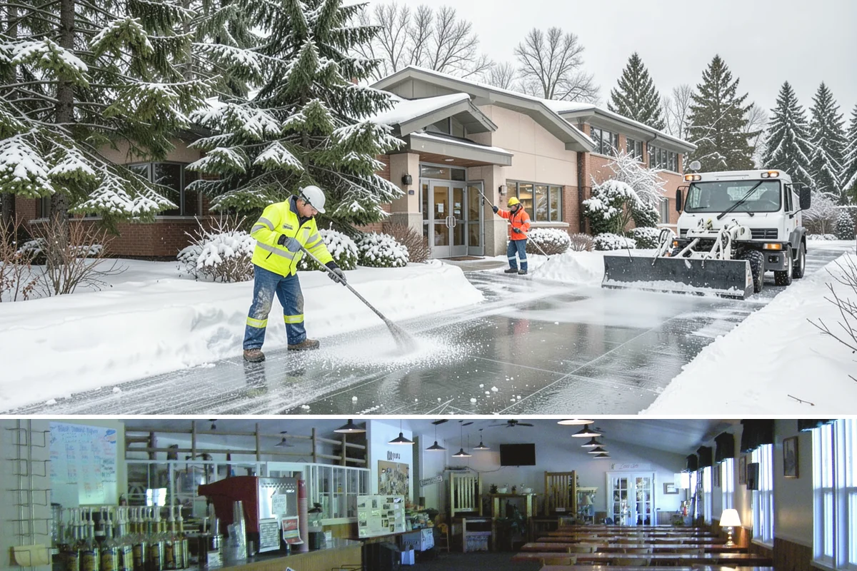 Gas Station Sidewalk Clearing in Black Diamond, King County, WA - Gas station demand is steady from late November through February, with 24-hour turnover keeping threshold ice a constant refreeze...