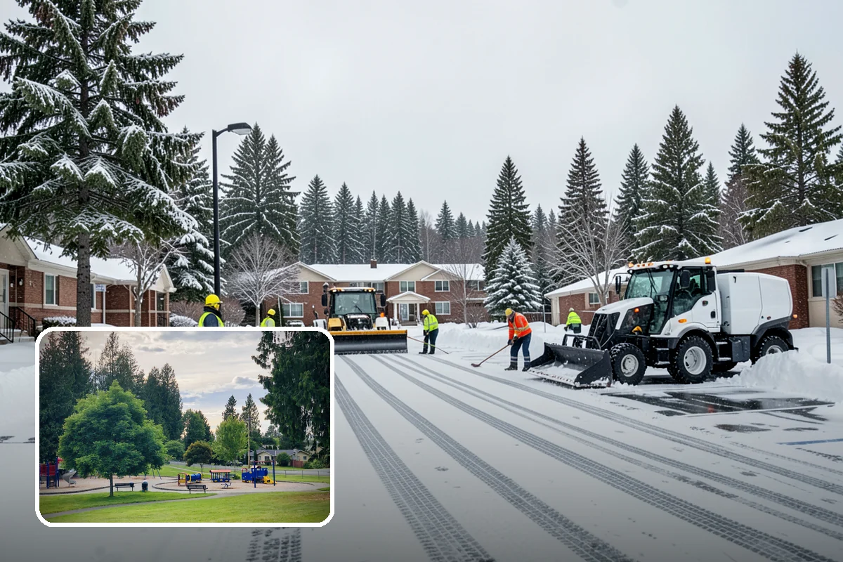 Gas Station Sidewalk Clearing in Bonney Lake, Pierce County, WA - Store entrance and pump-island walks kept clear around the clock