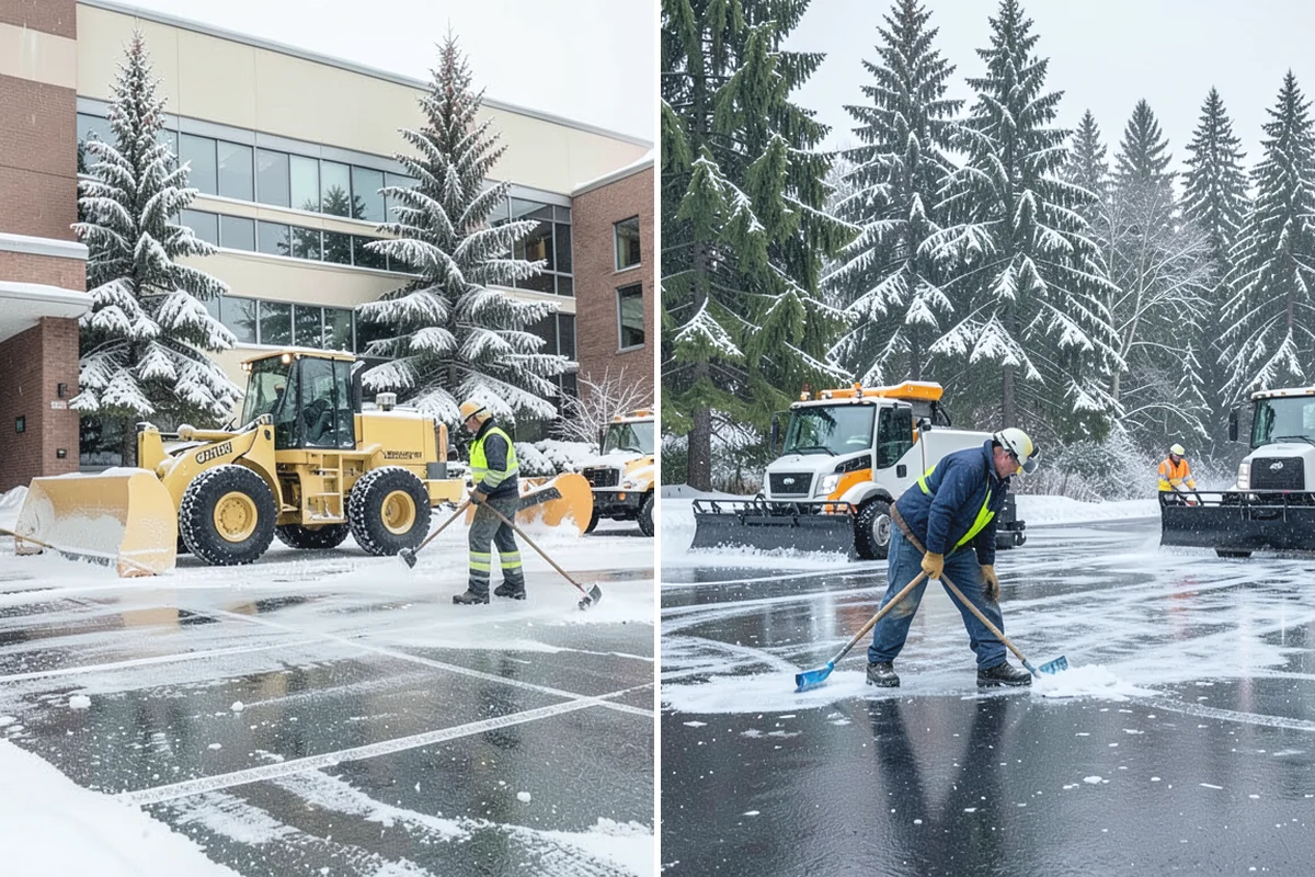 Gas Station Sidewalk Clearing in Bonney Lake, Pierce County, WA - Clear the store entrance and threshold before it packs down