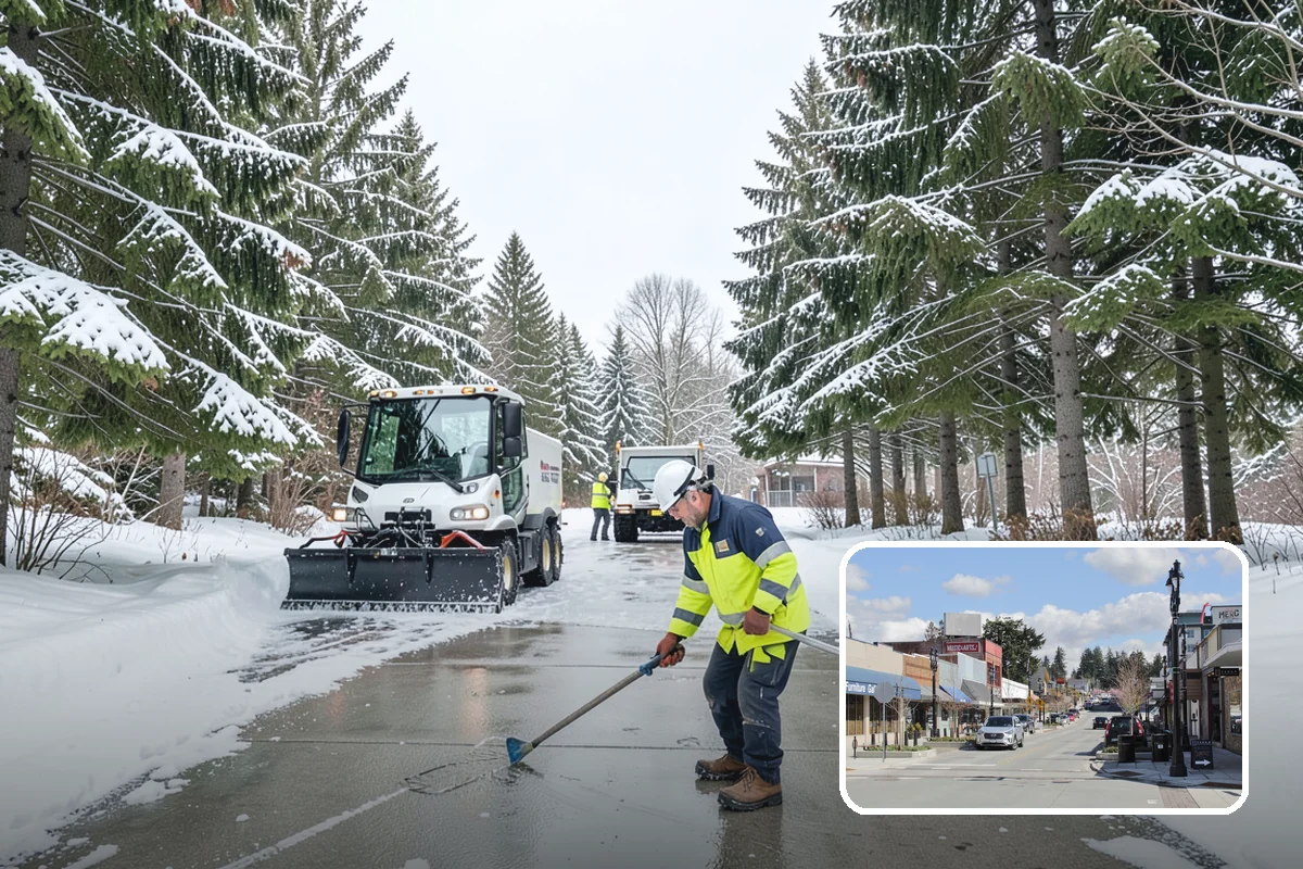 Gas Station Sidewalk Clearing in Bothell, King County, WA - Store entrance and pump-island walks kept clear around the clock