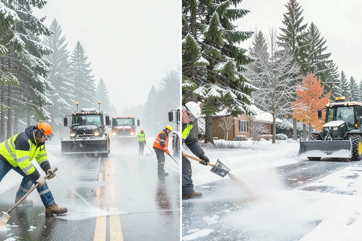 Gas Station Sidewalk Clearing in Bothell, King County, WA - Clear the store entrance and threshold before it packs down