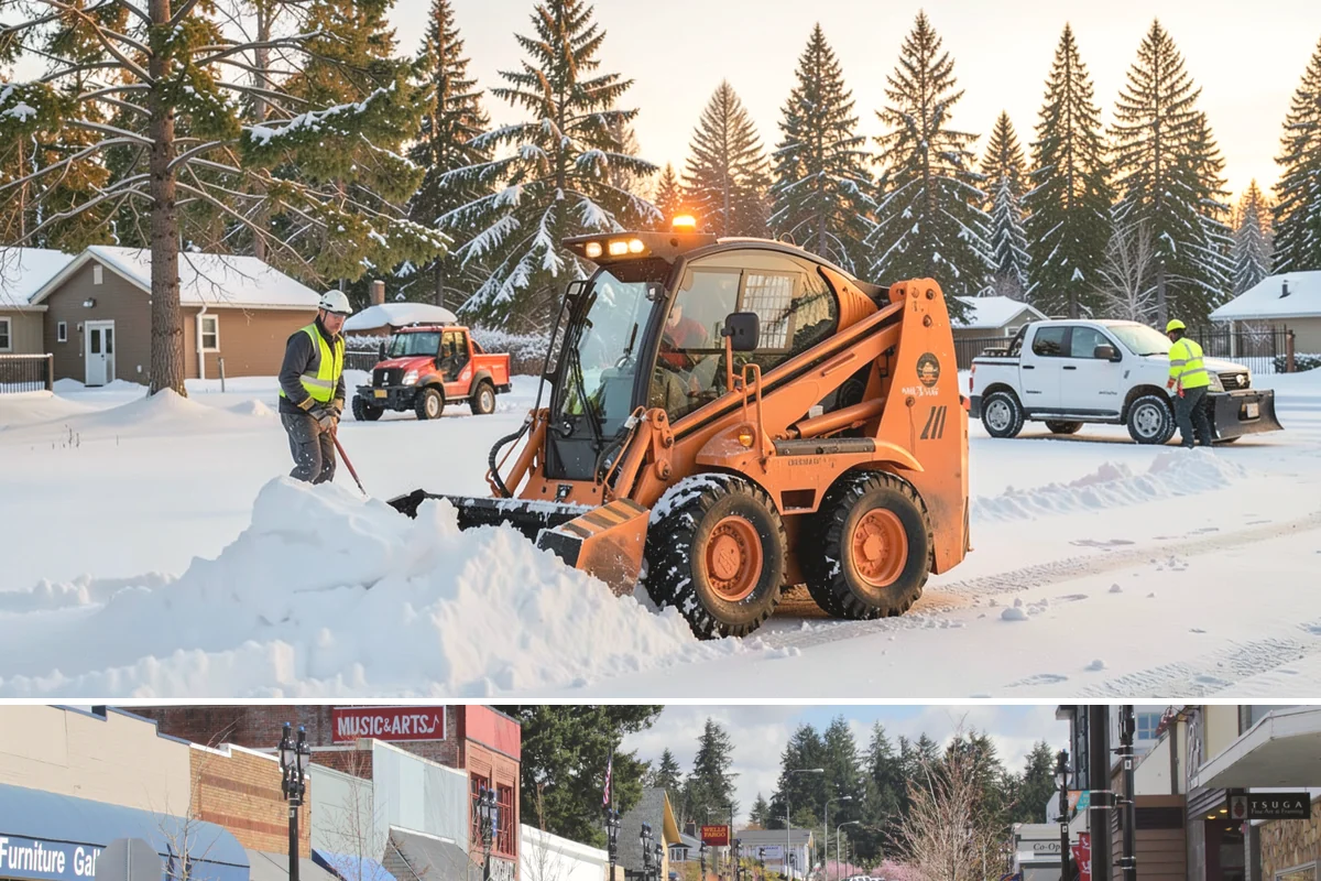Gas Station Sidewalk Clearing in Bothell, King County, WA - Gas station demand is steady from late November through February, with 24-hour turnover keeping threshold ice a constant refreeze...